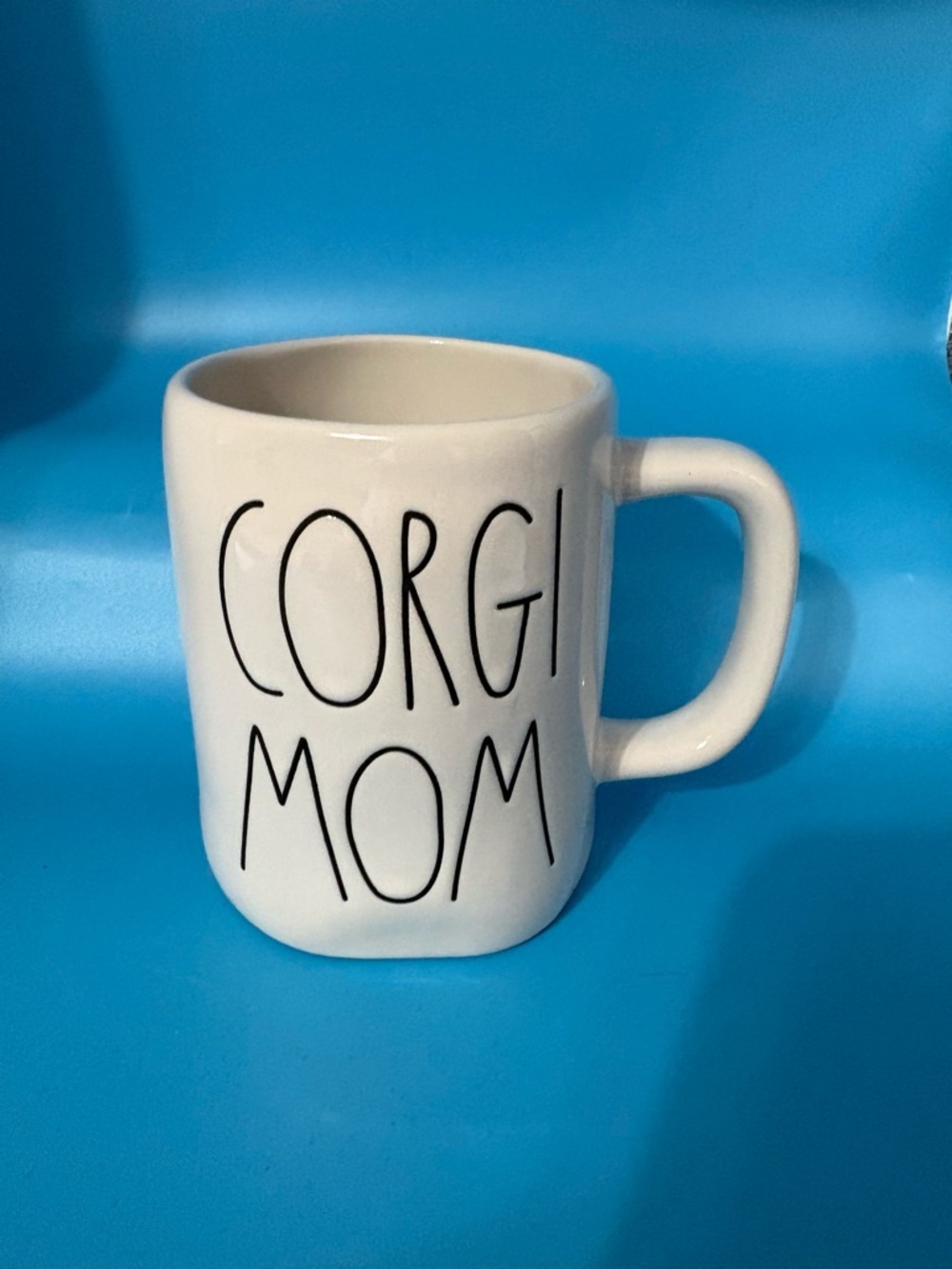 RARE Rae Dunn White "Corgi Mom" Ceramic Coffee Mug 12oz